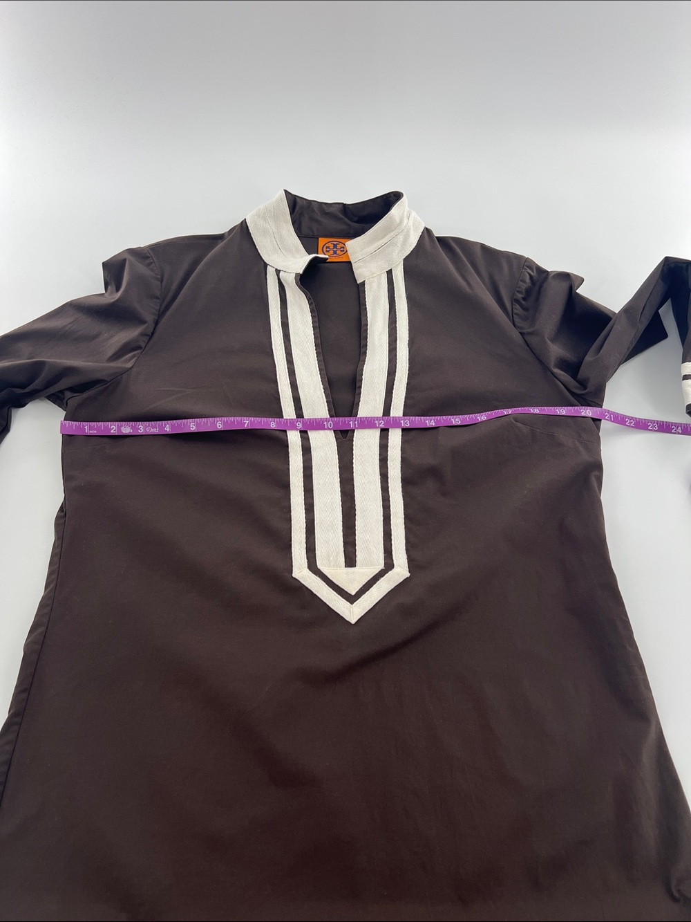 Tory Burch Classic Brown V-Neck Tunic Mini Dress Casual Boho timeless - Picture 4 of 9